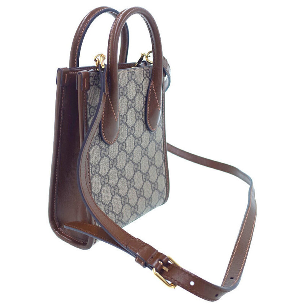 Gucci Interlocking G Tote Bag GG Supreme canvas brown leather - Picture 2 of 9